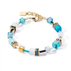 Bracelet femme coeur de lion geocube® iconic or turquoise acier doré - plus-de-bracelets-femmes - edora - 0