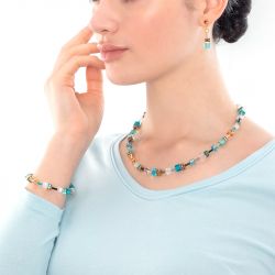 Bracelet femme coeur de lion geocube® iconic or turquoise acier doré - plus-de-bracelets-femmes - edora - 2