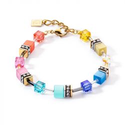 Bracelet femme coeur de lion geocube® iconic classic multicolore or acier doré - plus-de-bracelets-femmes - edora - 0