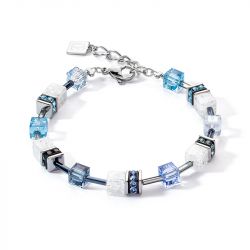 Bracelet femme coeur de lion geocube® iconic nature bleu blanc acier inoxydable - plus-de-bracelets-femmes - edora - 0
