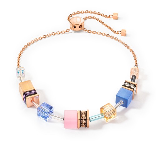 Bracelet Femme COEUR DE LION GEOCUBE® ICONIC CHAIN BLEU CLAIR ROSE Acier Doré Rose