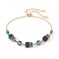 Bracelet femme coeur de lion geocube® iconic nature chain noir multicolore acier doré - plus-de-bracelets-femmes - edora - 0