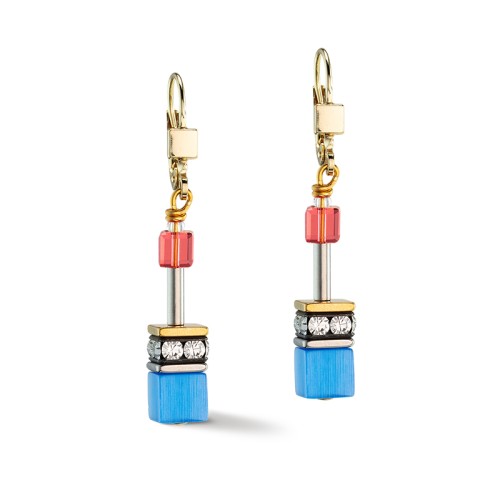 Boucles d'Oreilles Femme COEUR DE LION GEOCUBE® ICONIC CLASSIC MULTICOLORE OR Acier Doré