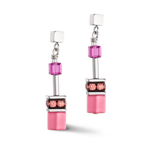 Boucles d'Oreilles Femme COEUR DE LION GEOCUBE® ICONIC VIVA MAGENTA Acier Inoxydable