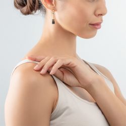 Boucles d'oreilles femme coeur de lion geocube® iconic nature chain noir multicolore acier doré - pendantes - edora - 1