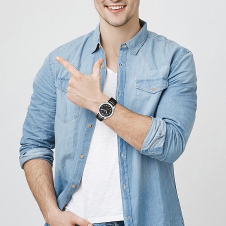 Montre homme certus cuir noir – analogiques