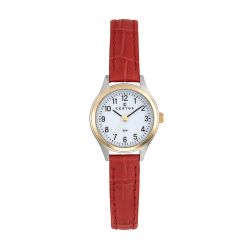 Montre femme certus cuir rouge - analogiques - edora - 0