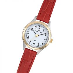 Montre femme certus cuir rouge - analogiques - edora - 1