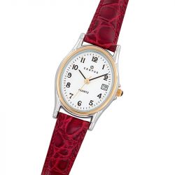Montre femme certus cuir rouge - analogiques - edora - 1