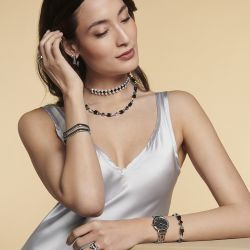 Collier femme cŒur de lion geocube® iconic precious onyx cristal-noir acier inoxydable - colliers-femme - edora - 1