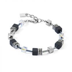 Bracelet femme coeur de lion geocube® iconic precious onyx cristal-noir acier inoxydable - bracelets-femme - edora - 0