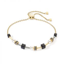 Bracelet femme coeur de lion mysterious cubes & pearls or-noir acier doré - bracelets-femme - edora - 0