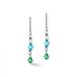 Boucles d'oreilles pendantes femme coeur de lion princess shape mix vert menthe acier inoxydable - pendantes - edora - 0
