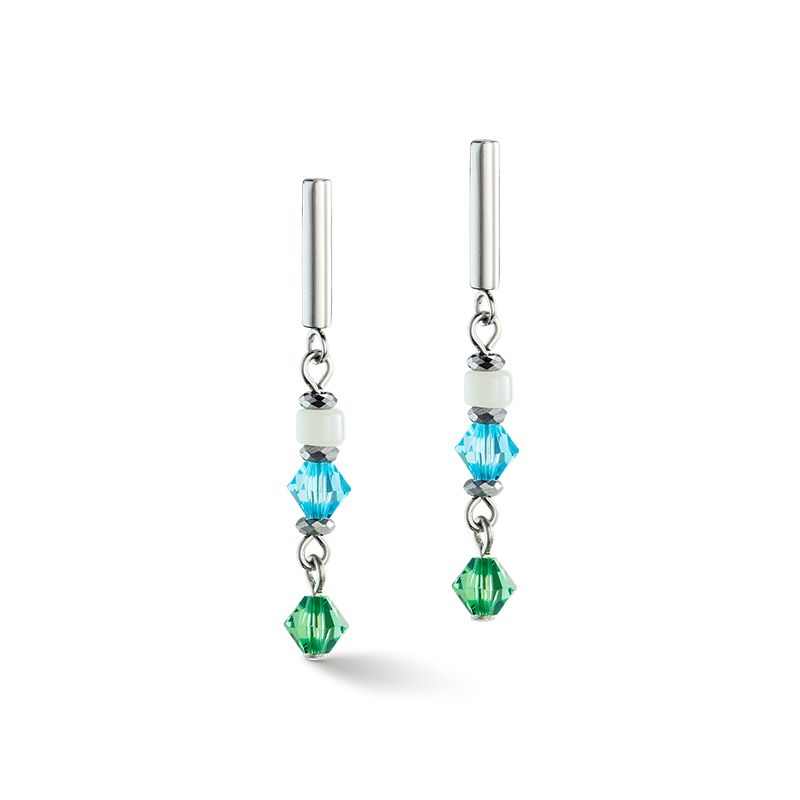 Boucles d'oreilles pendantes femme coeur de lion princess shape mix vert menthe acier inoxydable - pendantes - edora