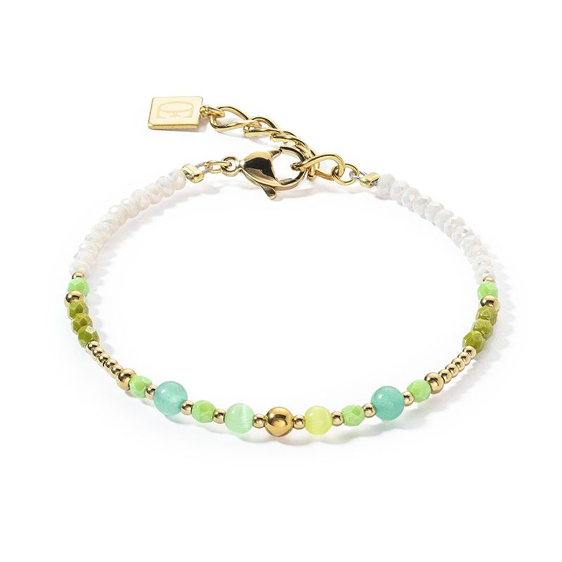 Bracelet femme coeur de lion princess spheres vert acier doré - bracelets-femme - edora