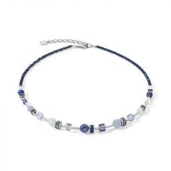 Collier femme cŒur de lion atlantis spheres argent-bleu acier inoxydable - colliers-femme - edora - 0