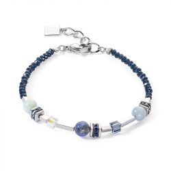 Bracelet femme coeur de lion atlantis spheres argent-bleu acier inoxydable - bracelets-femme - edora - 0