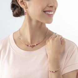 Bracelet femme coeur de lion square stripes or-magenta acier doré - bracelets-femme - edora - 1