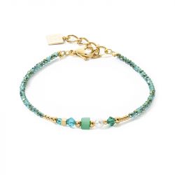 Bracelet femme coeur de lion square stripes or-vert acier doré - bracelets-femme - edora - 0
