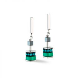 Boucles d'oreilles femme cŒur de lion sparkling classic update vert acier inoxydable - pendantes - edora - 0
