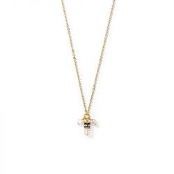 Collier femme coeur de lion small guardian blanc acier doré - colliers-femme - edora - 0