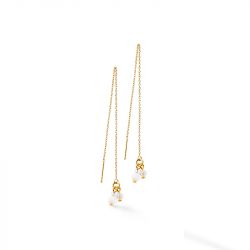 Boucles d'oreilles femme coeur de lion small guardian blanc acier doré - boucles-d-oreilles-femme - edora - 0