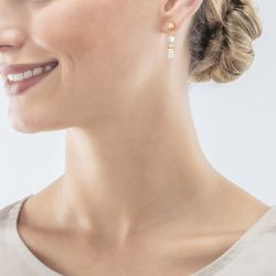 Boucles d’oreilles pendantes argent, or, perles & or blanc femme (5) - pendantes - edora - 2