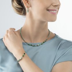 Bracelet femme coeur de lion mini cubes or vert acier doré - bracelets-femme - edora - 1