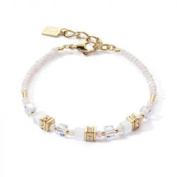 Bracelet femme coeur de lion mini cubes or blanc acier doré - bracelets-femme - edora - 0