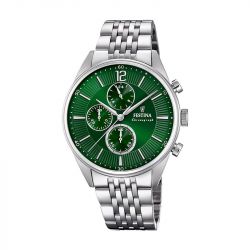 Montre chronographe homme festina timeless acier argenté - accueil - edora - 0