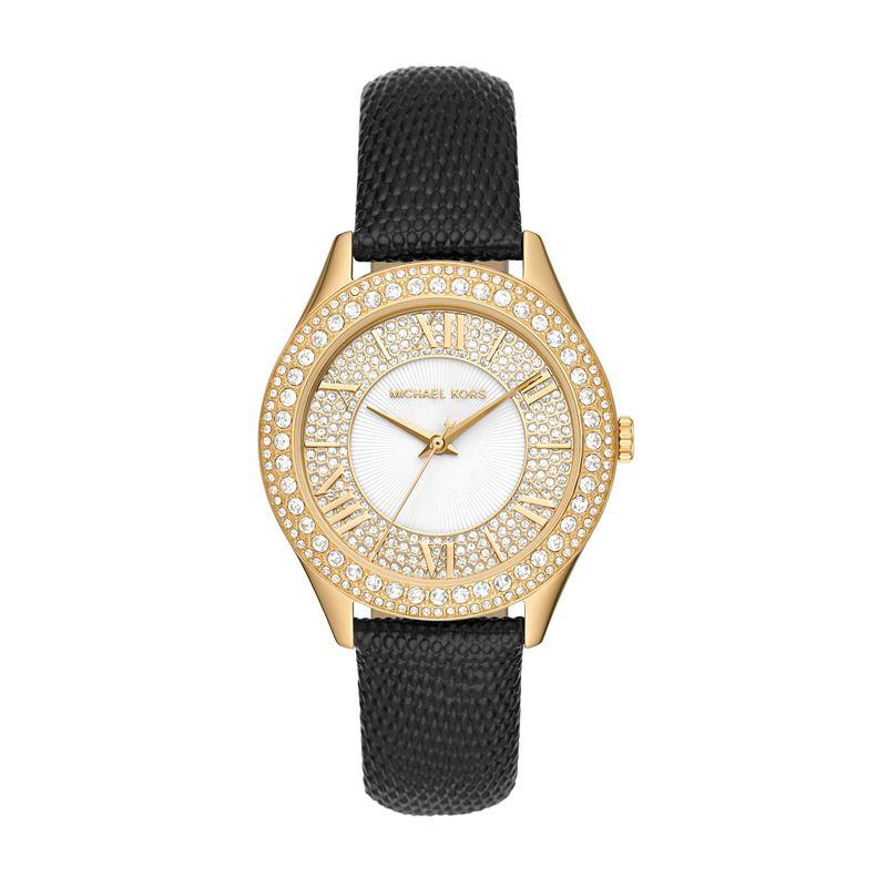 Montre femme michael kors harlowe cuir noir - analogiques - edora