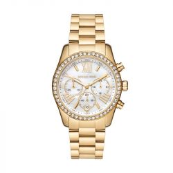 Montre chronographe femme michael kors lexington blanc acier doré - chronographes - edora - 0