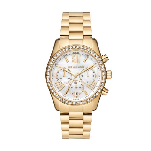 Montre Chronographe Femme MICHAEL KORS LEXINGTON BLANC Acier Doré