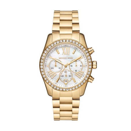 Montre chronographe femme michael kors lexington blanc acier doré – chronographes