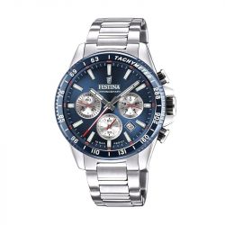Montre chronographe homme festina timeless acier argenté - chronographes - edora - 0