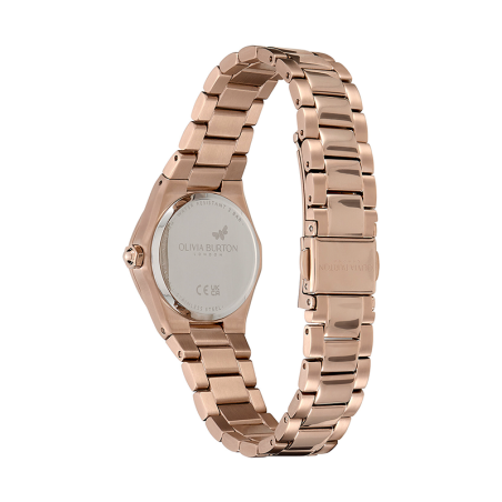 Montre femme olivia burton mini hexa canneberge acier doré rose – analogiques