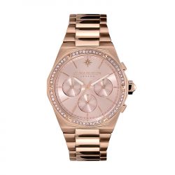 Montre chronographe femme olivia burton hexa rose acier doré rose - chronographes - edora - 0