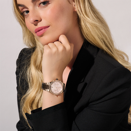 Montre chronographe femme olivia burton hexa rose acier doré rose – chronographes