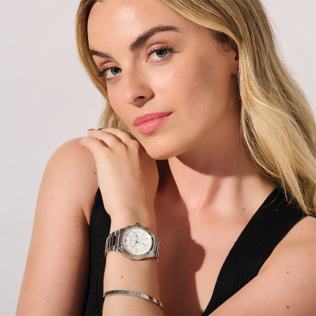 Montre chronographe femme olivia burton hexa arc-en-ciel acier argenté – chronographes