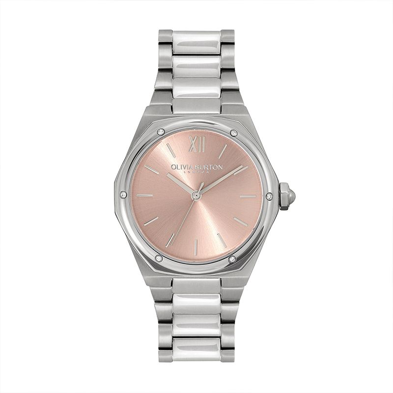 Montre femme olivia burton hexa rose pastele acier argenté - analogiques - edora