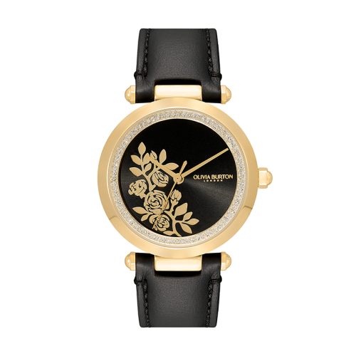 Montre Femme OLIVIA BURTON SIGNATURE FLORALE Cuir Noir