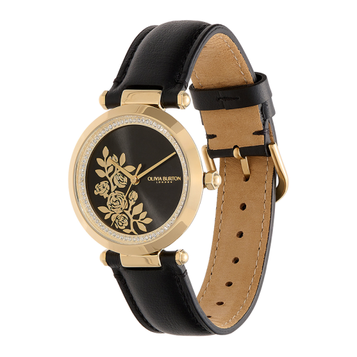 Montre Femme OLIVIA BURTON SIGNATURE FLORALE Cuir Noir