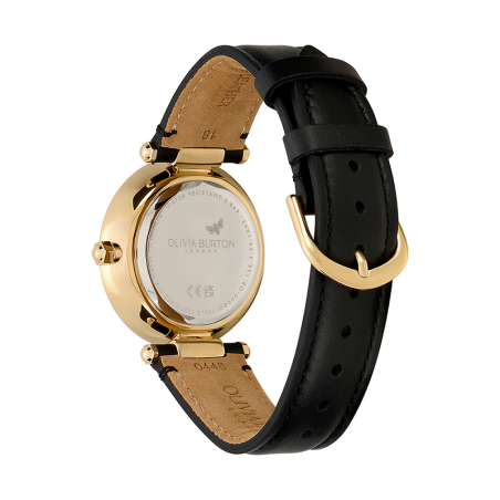 Montre femme olivia burton signature florale cuir noir – analogiques