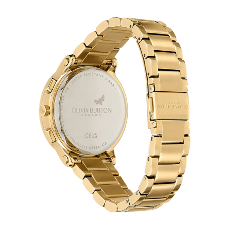 Montre chronographe femme olivia burton sports luxe acier doré – chronographes