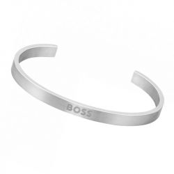 Bracelet jonc homme boss fuldo acier argenté - bracelets-homme - edora - 1