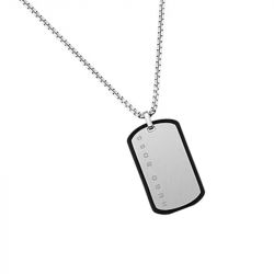 Collier homme boss acier argenté silicone noir - plus-de-colliers-hommes - edora - 1
