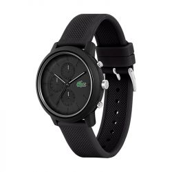 Montre chronographe homme lacoste 12.12 silicone noir - chronographes - edora - 1