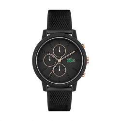 Montre chronographe homme lacoste 12.12 silicone noir - chronographes - edora - 0