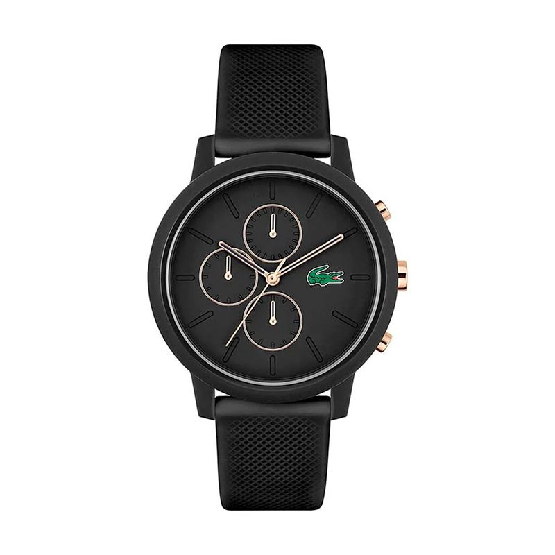 Montre chronographe homme lacoste 12.12 silicone noir - chronographes - edora