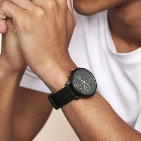 Montre chronographe homme lacoste 12.12 silicone noir – chronographes